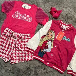 Girls Barbie Outfit with Jacket and Bow 4 Piece Set New Size 6/7 Y